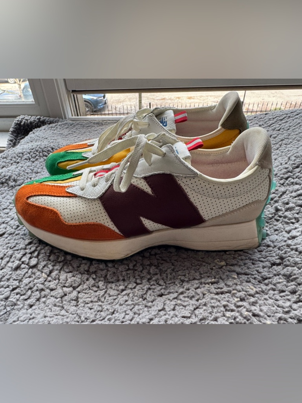 New Balance Multicolor Retro Runner - White with Orange, Green & Burgundy